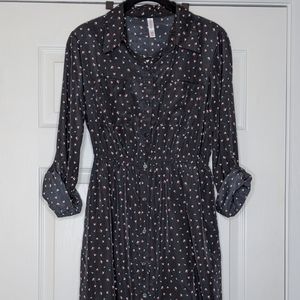 Button Up High Low Black Dress